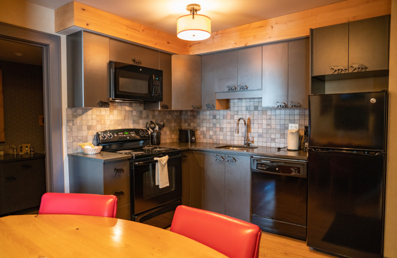 Guest kitchen at Banff Rocky Mountain Resort.