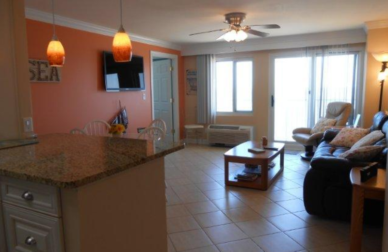 Condominium living room at Dolphin Run Condominiums.
