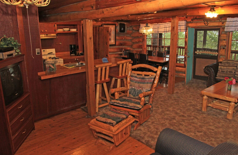 Cabin interior at Pine River Lodge.