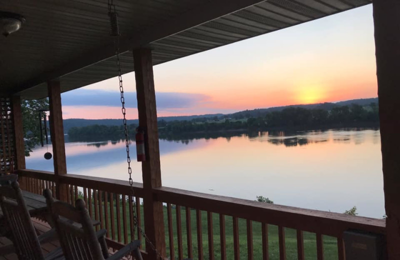 Cabin deck at Colucci Log Cabins on the Ohio River.