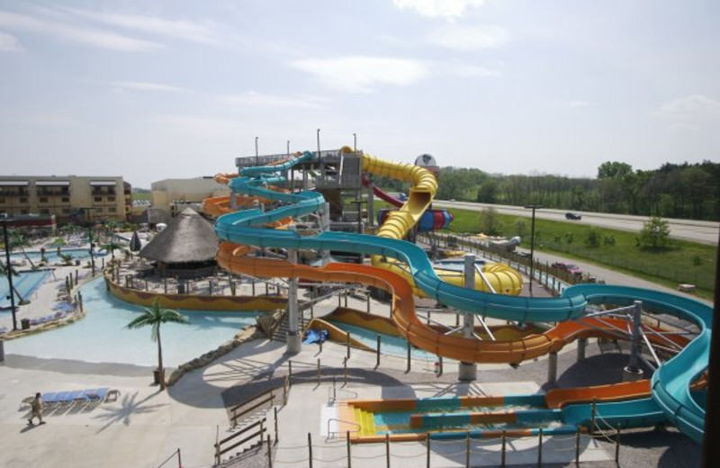 Outdoor waterpark at Kalahari Waterpark Resort Convention Center.