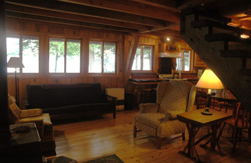 Cabin living room at Heston's Lodge.