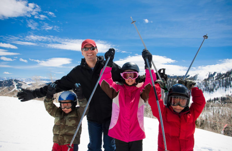 Family skiing at Northstar Mountain Village Resort.