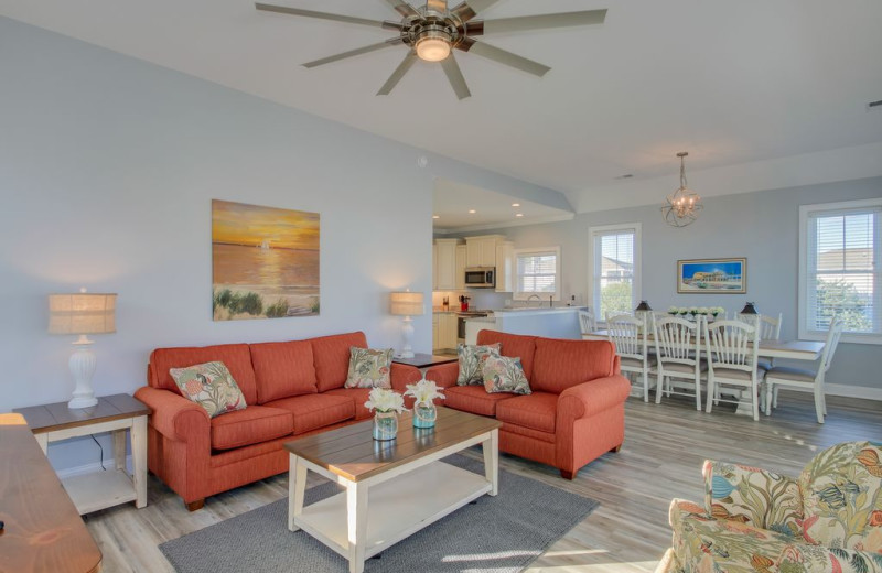 Rental living room at North Beach Vacation Rentals.