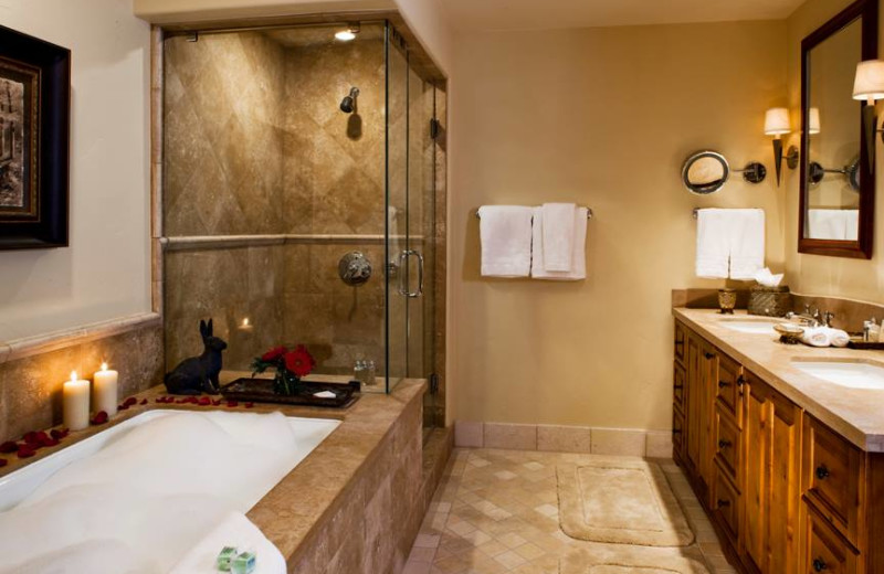 Guest bathroom at Arrabelle at Vail Square.