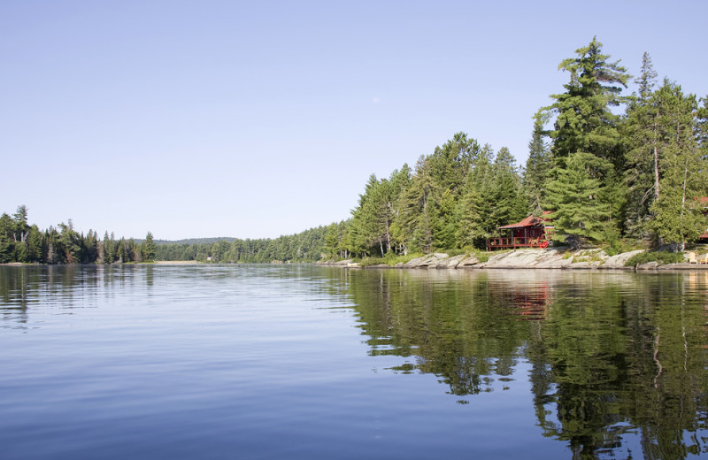 Cabin exterior at Killarney Lodge in Algonquin Park.