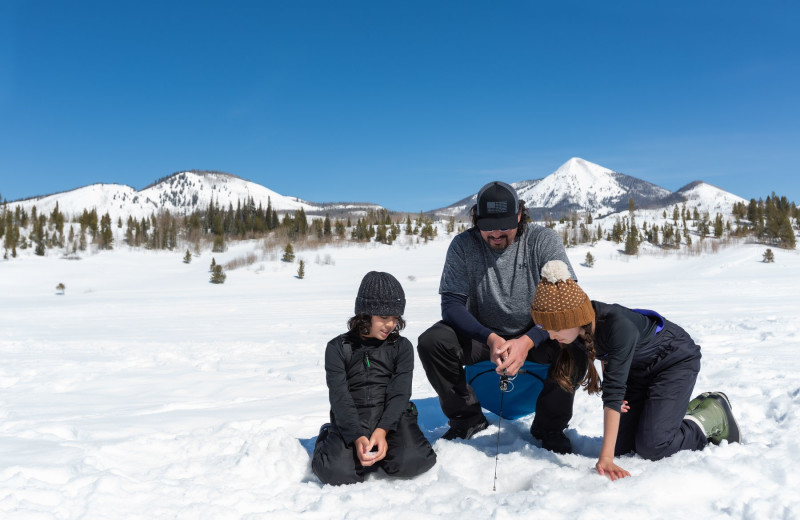 Ice fishing at Vista Verde Ranch.