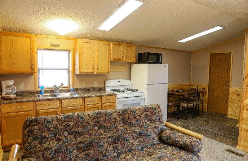 Cabin interior at Wilderness Resort Cabins & Campground.