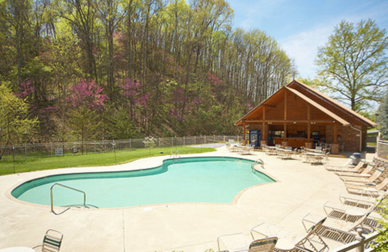 Pool view at Alpine Mountain Chalets. 