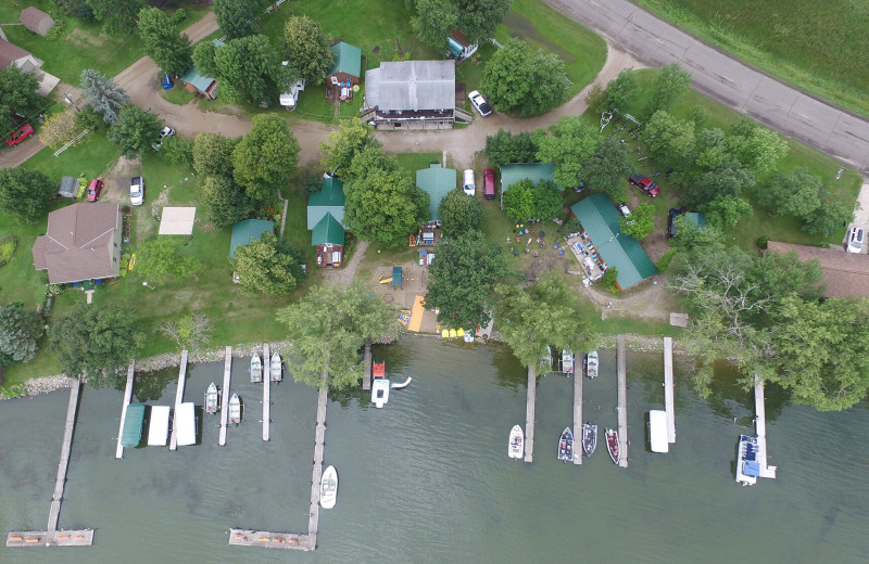 Aerial view of Buck Point Resort On Lake Osakis.