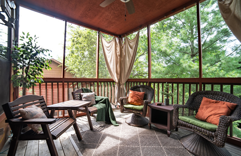 Cabin deck at Thousand Hills Vacations.