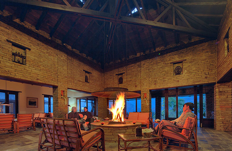 Lounge at Tiger Mountain Pokhara Lodge.