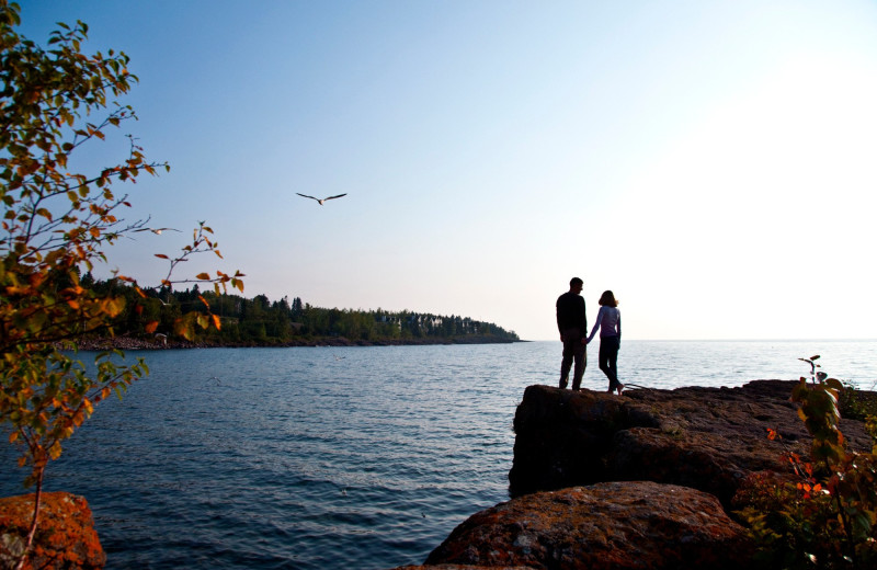 Couple at Bluefin Bay on Lake Superior.