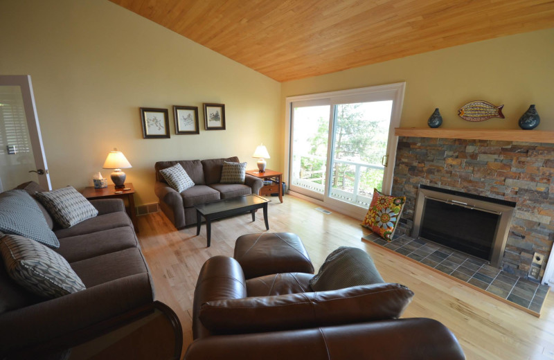 Rental living room at Visit Up North Vacation Rentals.