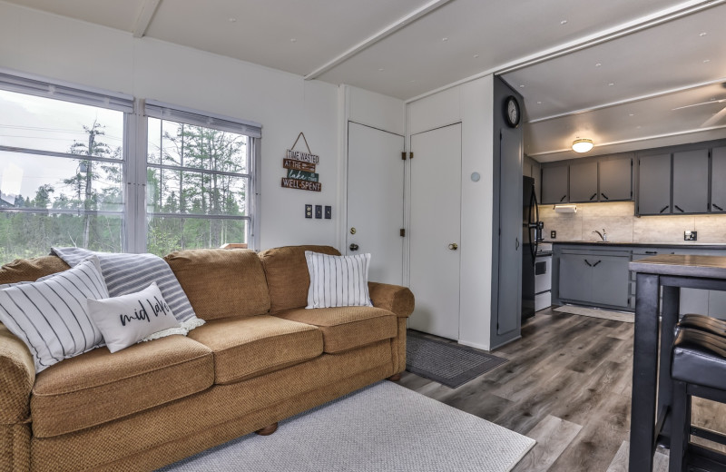 Rental living room and kitchen at Hiller Vacation Homes.