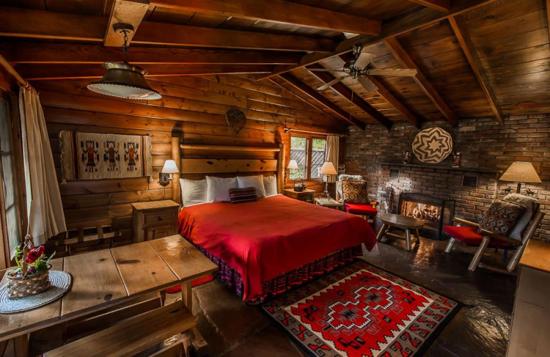 Cabin bedroom at Briar Patch Inn.