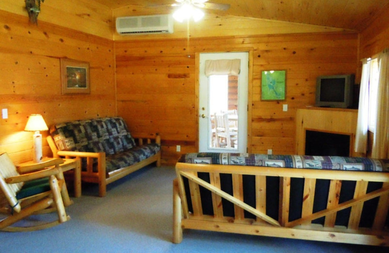 Cabin living room at Lakewood Lodge.