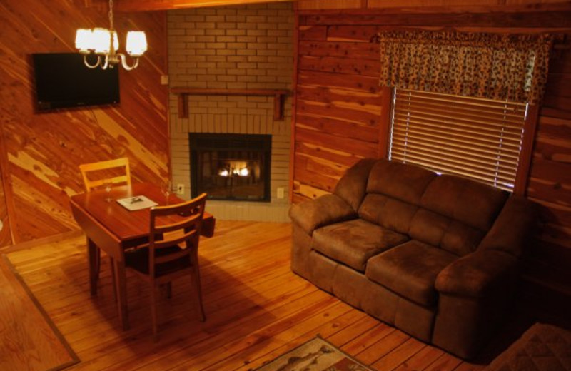 Cabn living room at Lindsey's Rainbow Resort.