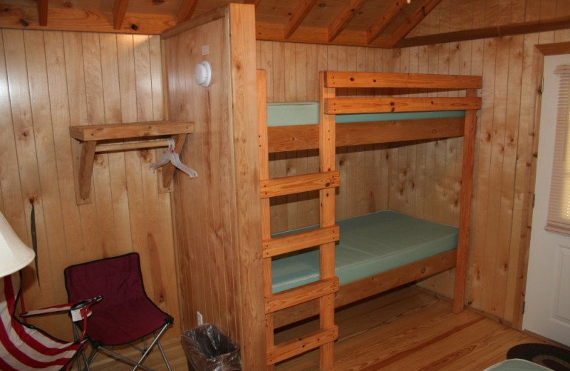 Cabin interior at Hemlock Campground & Cottages.