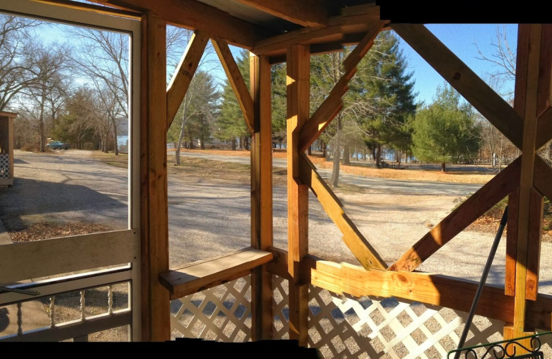 Porch view at The Cottage Resort & Marina Inn.