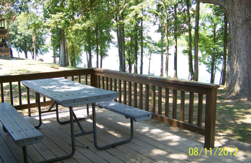 Deck picnic table at Prizer Point Marina & Resort.