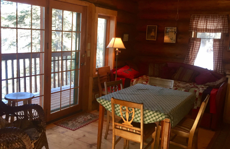 Cabin dining room at Buckhorn on Caribou Lake.