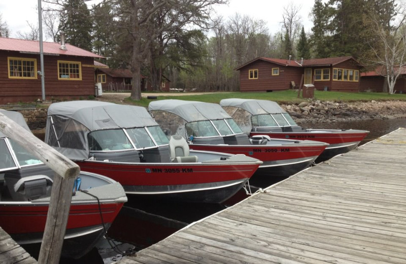 Boats by the dock at Nelson's Resort.