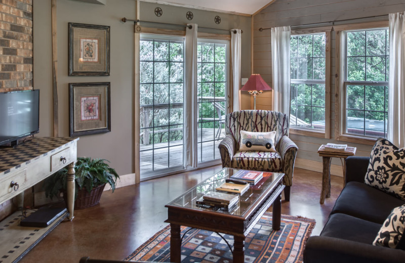 Cabin living room at Barons Creekside.