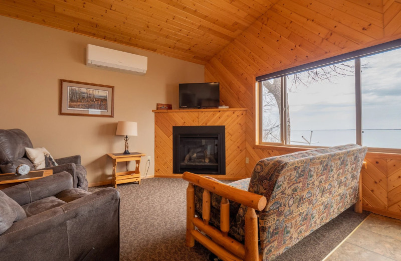 Cabin living room at Barky's Resort.