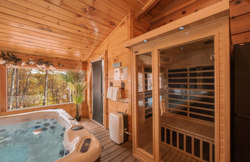 Rental hot tub at Cabins USA.