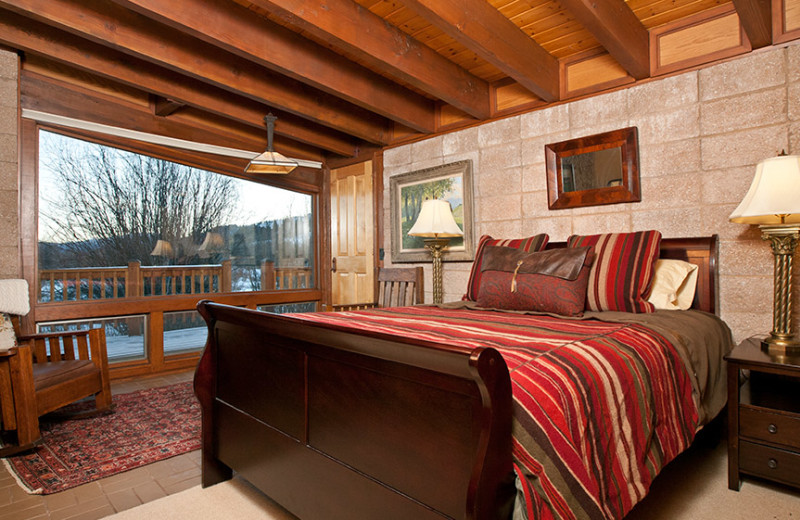 Vacation rental bedroom at Cabin and Company.