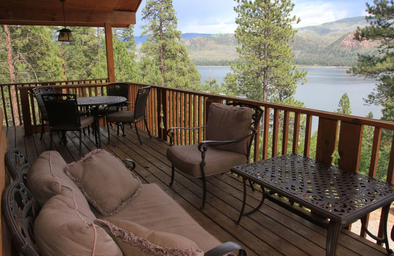 Cabin patio at Pine River Lodge.