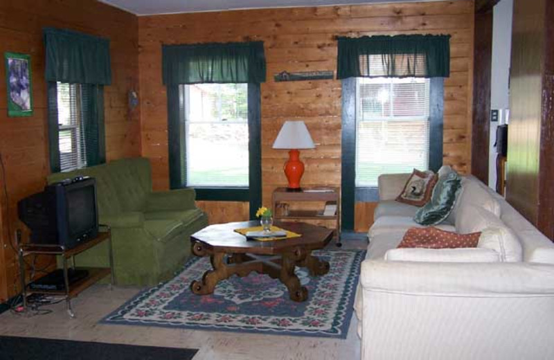 Cabin living room at Wilsons On Moosehead Lake.