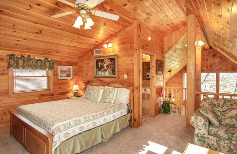 Rental bedroom at Stony Brook Cabins, LLC.