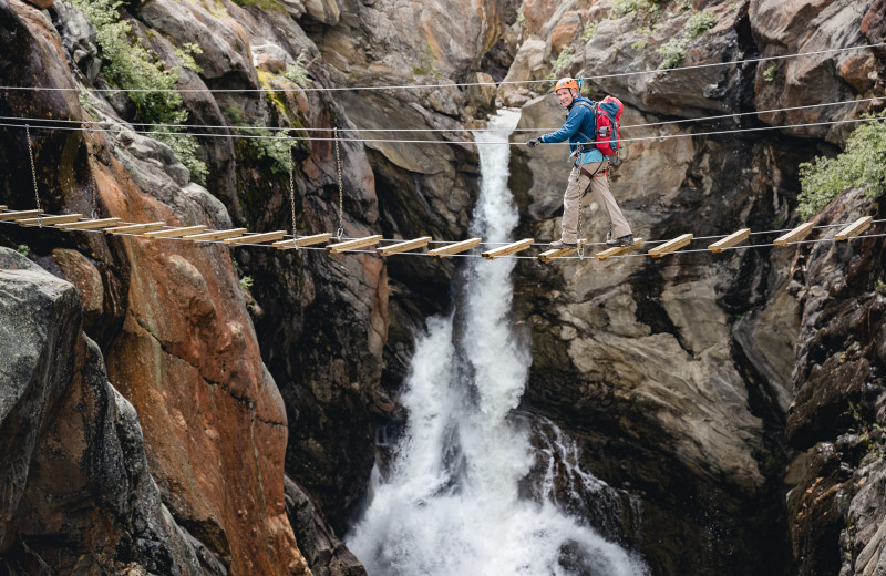 Rope bridge at CMH Cariboos Lodge.