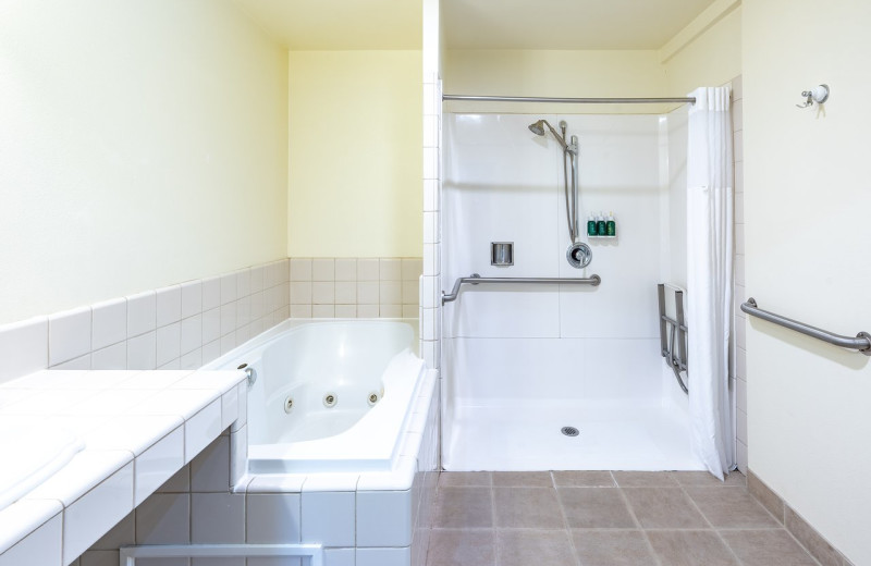 Guest bathroom at EuroSpa & Inn.