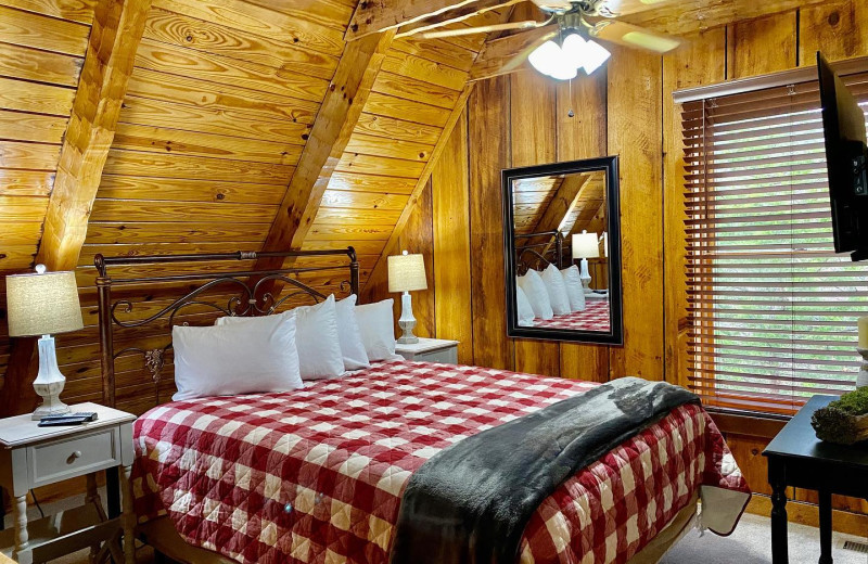Cabin bedroom at Little Valley Mountain Resort.