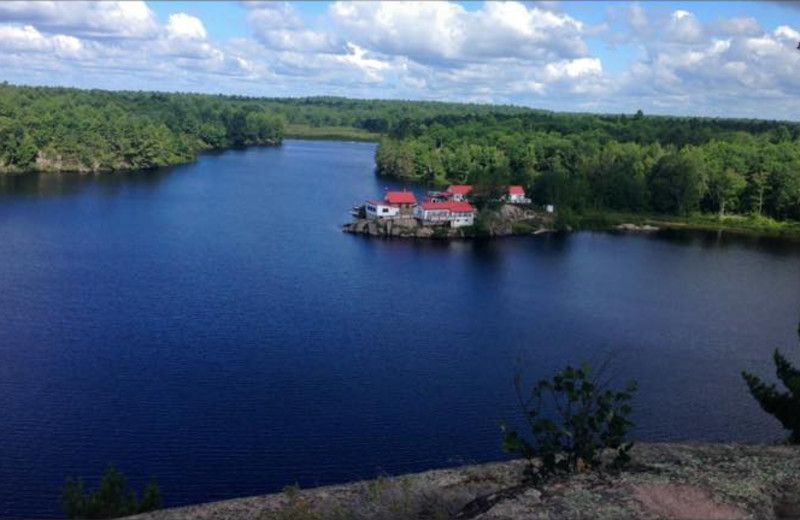 Aerial view of Crooked Lake Wilderness Lodge.