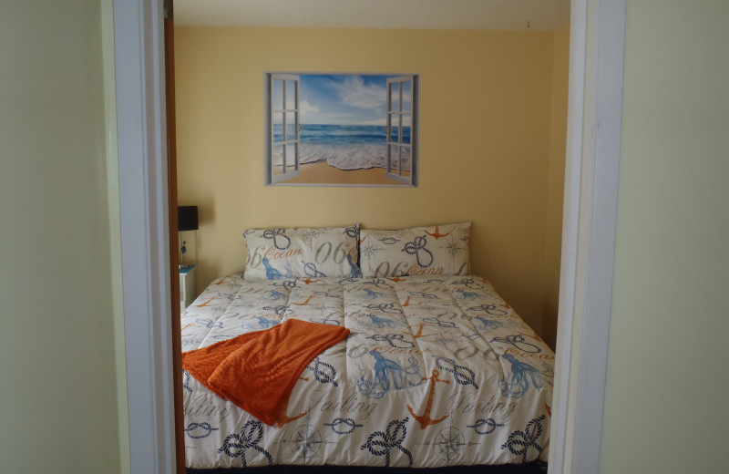 Bedroom at Tofino Lodge.