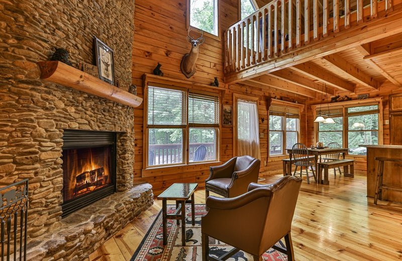 Cabin living room at Mountain Oasis Cabin Rentals.