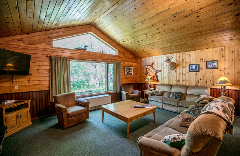 Guest living room at Gunflint Lodge.