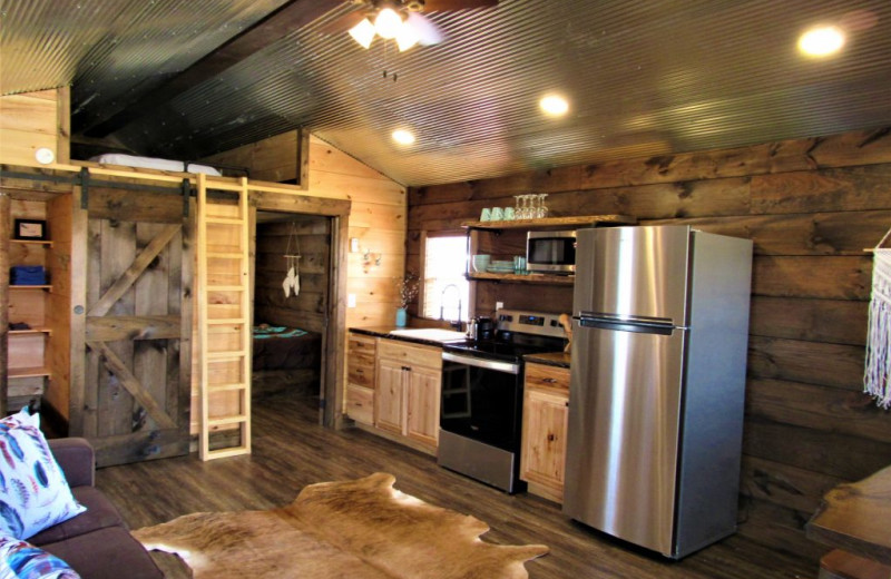 Tiny house interior at Lynnhurst Family Resort.
