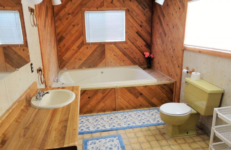 Cabin bathroom at Gypsy Villa Resort.