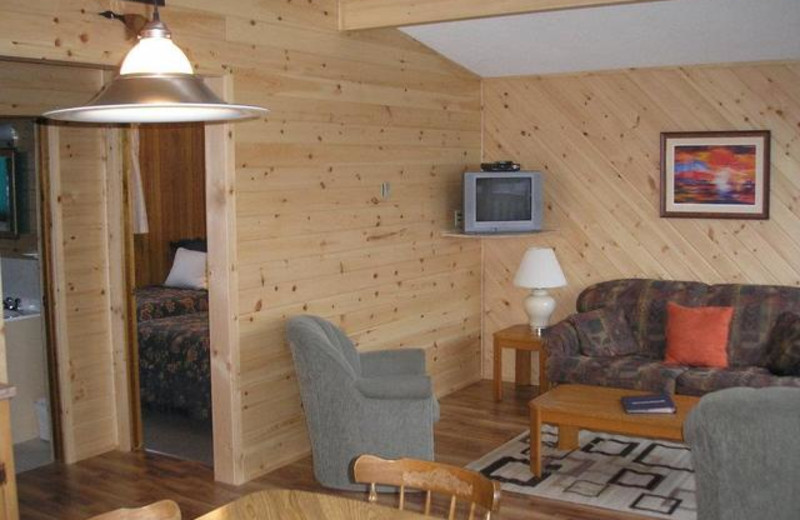 Cabin living room at Pleasant Cove Resort.