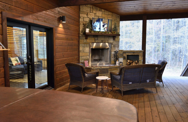 Rental porch at White Glove Luxury Cabins.