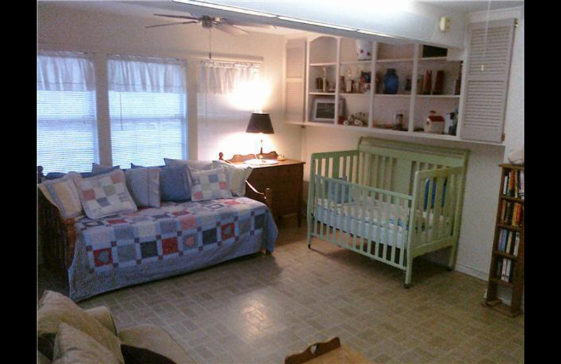 Rental living room at Carico's Lake House on LBJ.