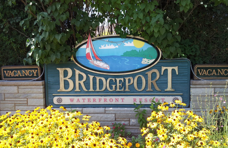 Bridgeport Waterfront Resort sign.