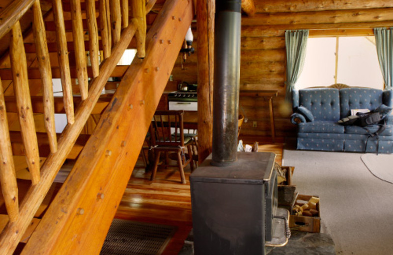 Cabin living room at Heston's Lodge.