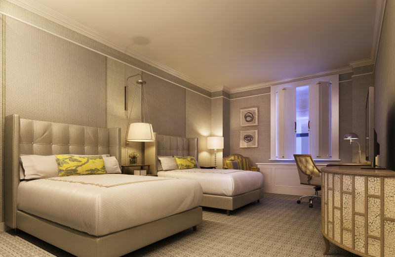 Guest room at Fairmont Le Chateau Frontenac.