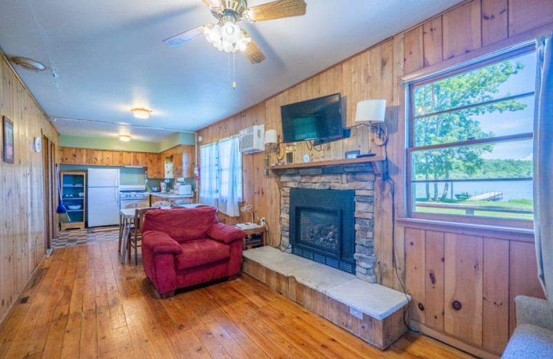 Cabin living room at Rising Eagle Resort.